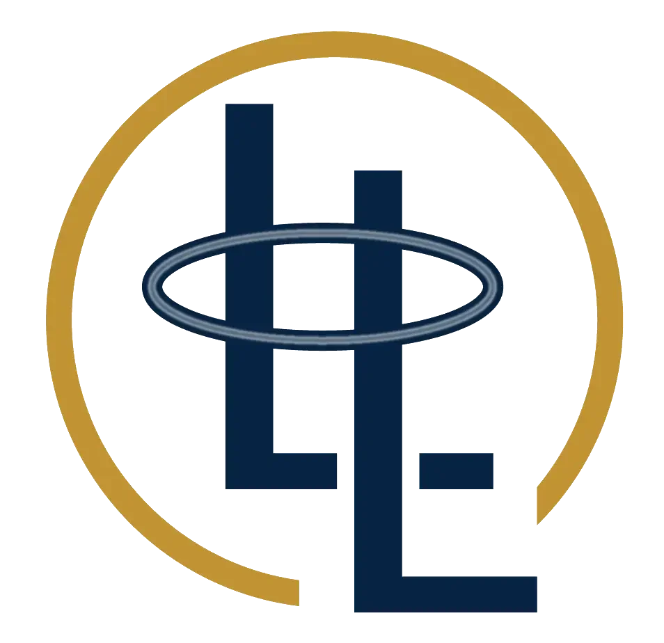 Blue and gold legal logo design.